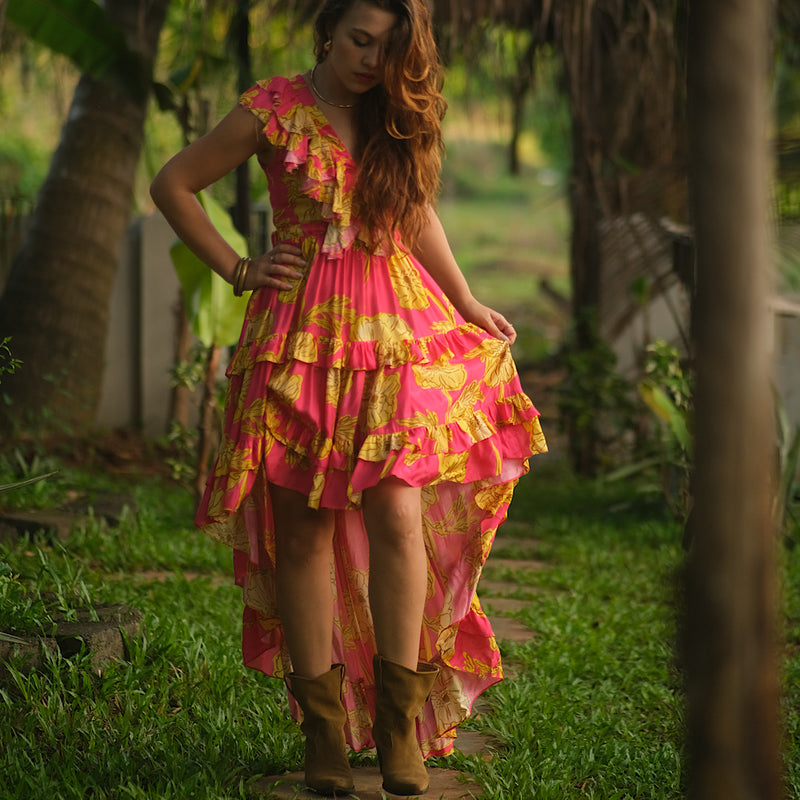 OPHELIA PINK PRINTED DRESS