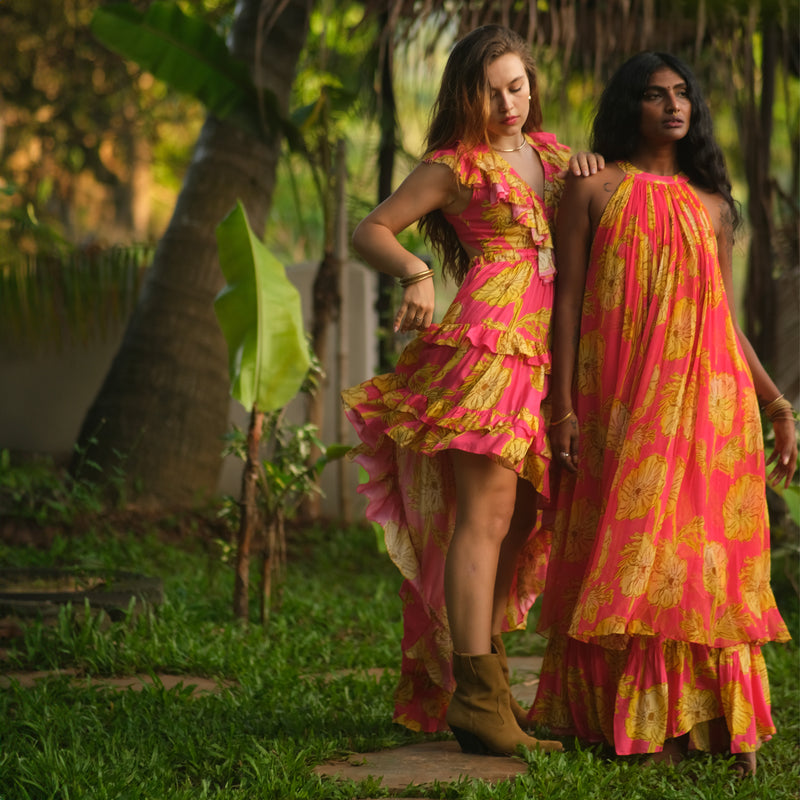 OPHELIA PINK PRINTED DRESS