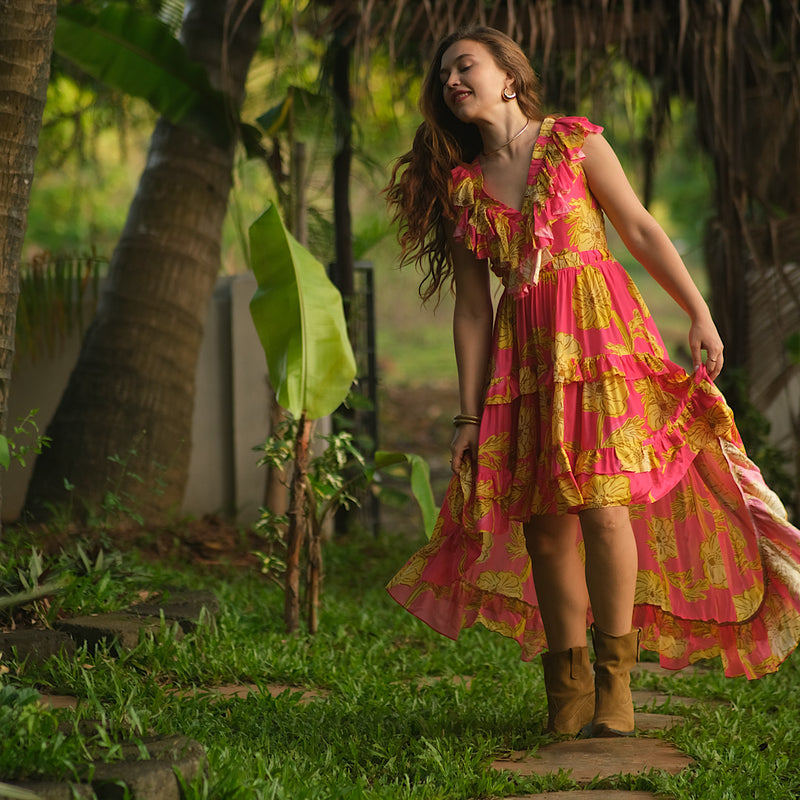 OPHELIA PINK PRINTED DRESS