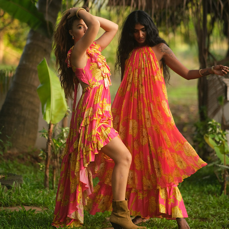 OPHELIA PINK PRINTED DRESS