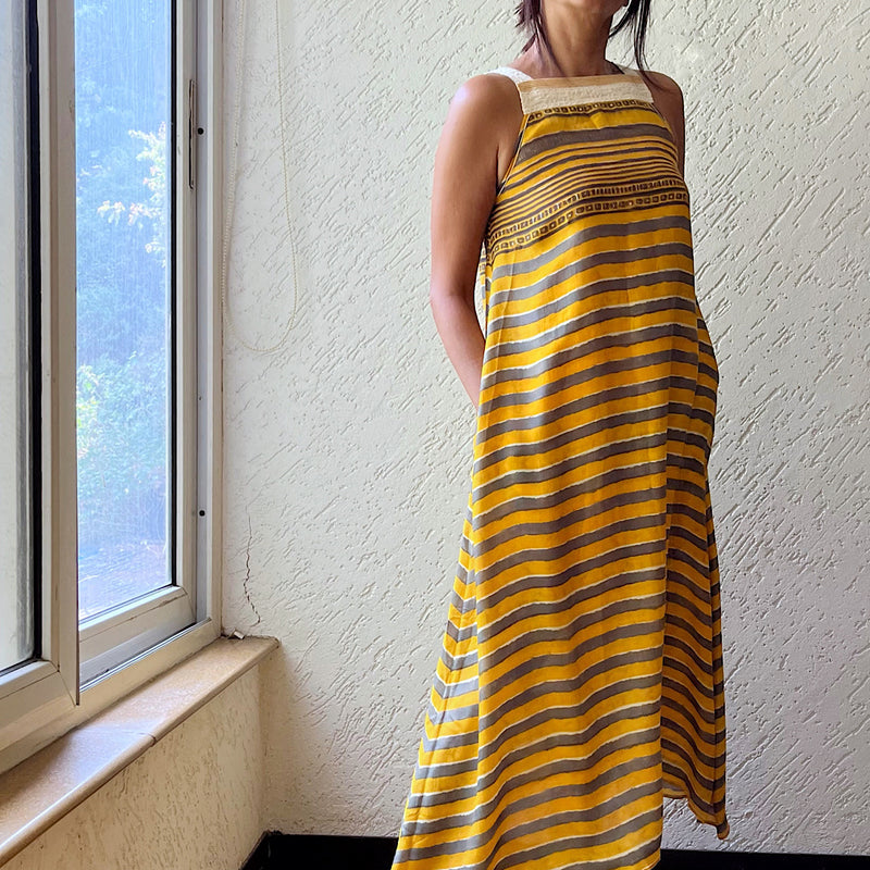 SAORI YELLOW OCHRE DRESS