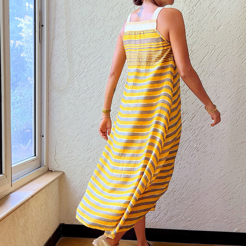 SAORI YELLOW OCHRE DRESS