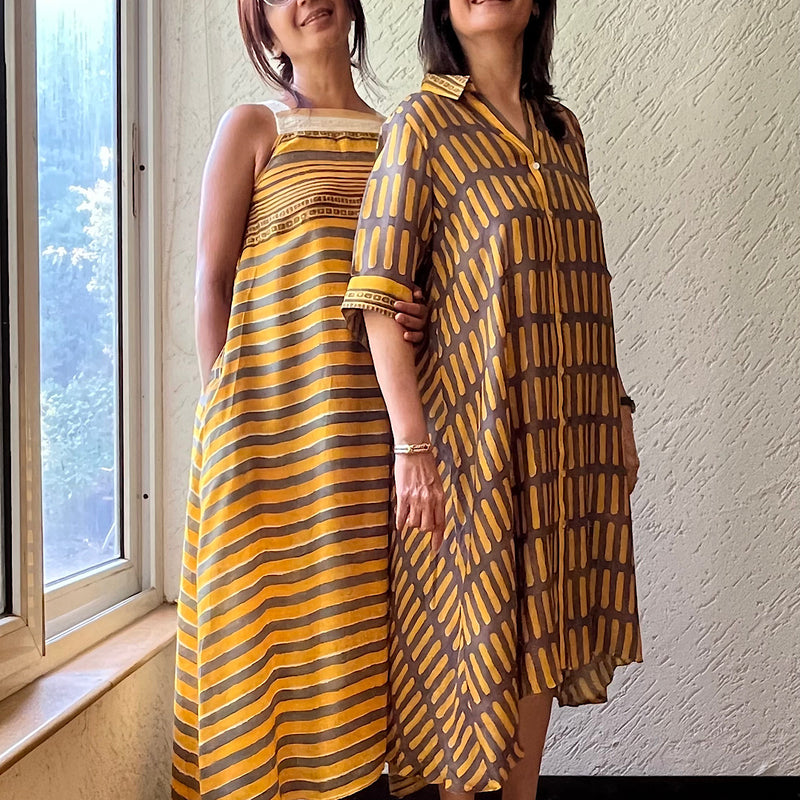 SAORI YELLOW OCHRE DRESS