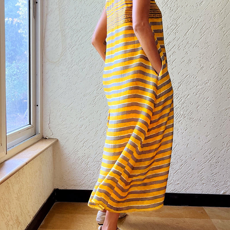 SAORI YELLOW OCHRE DRESS