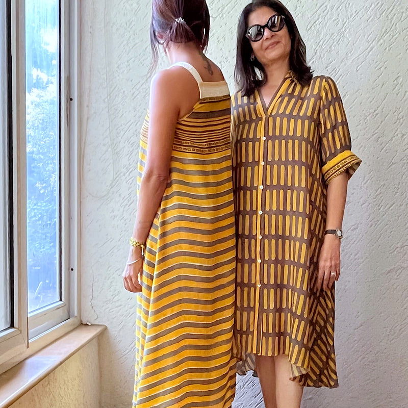 SAORI YELLOW OCHRE DRESS