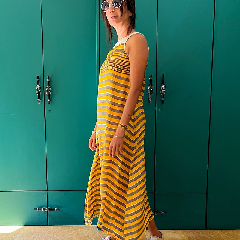 SAORI YELLOW OCHRE DRESS