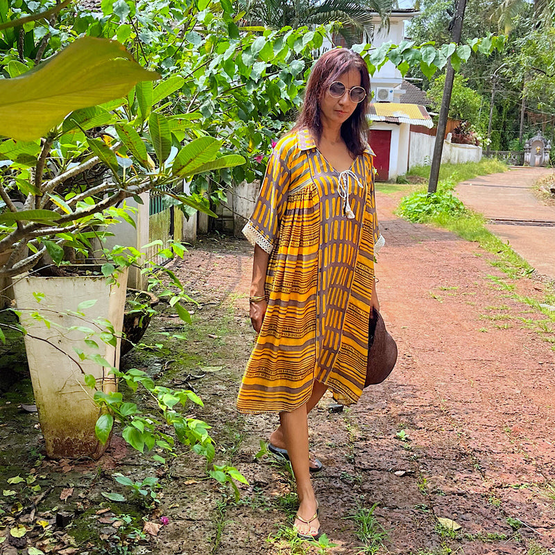 MISAKO YELLOW OCHRE DRESS