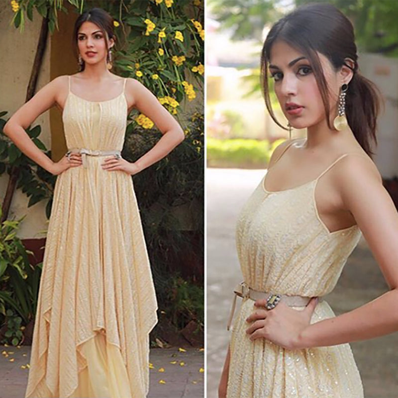 RHEA CHAKRABORTHY WEARING YELLOW KAREN DRESS